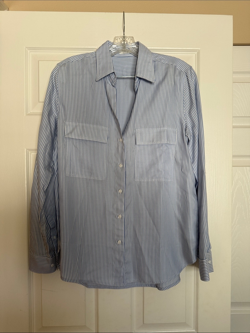 Aritzia Babaton Blue White Stripe Utility Button Down XS
